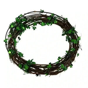 ST. PATRICK’S DAY FOUR LEAF CLOVER GRAPE VINE HOLIDAY WREATH DECORATION